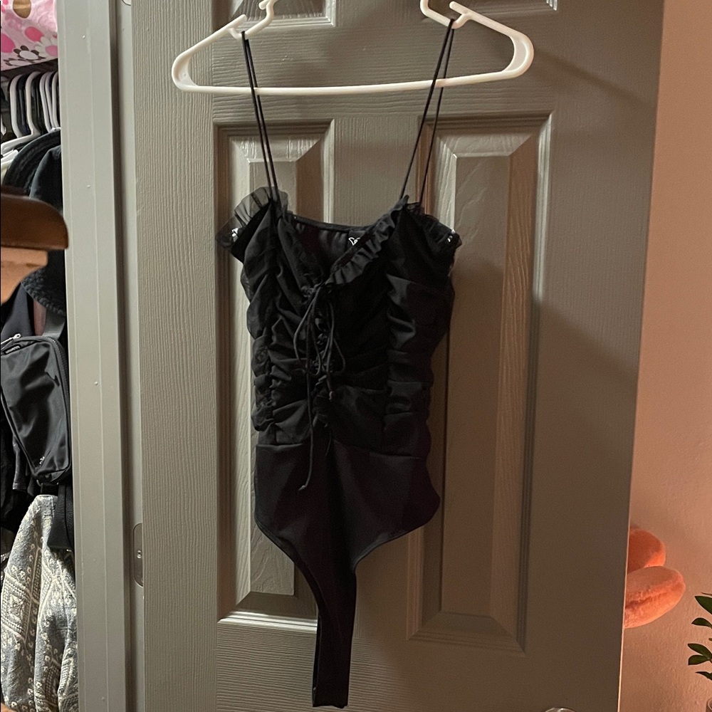 Windsor Black Ruffled Bodysuit